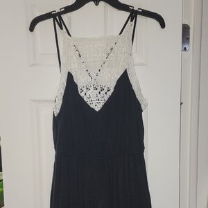 New York And Company Elegant Blue and White Lace Dress